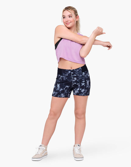 All Time 5" - Zipper Snap Mid-Rise Short : Graphite Tie Dye