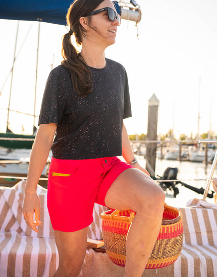 All Time 5" - Zipper Snap Mid - Rise Short : Nebula Pink