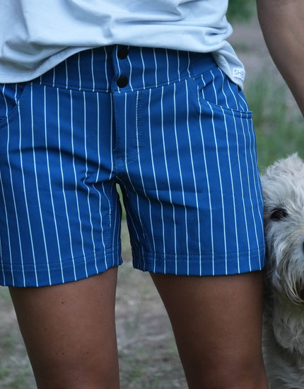 All Time 5" - Zipper Snap Mid-Rise Short : Blooming Stripes