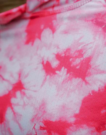 Cropped Mesh Long Sleeve Hoodie : Flamingo Tie Dye