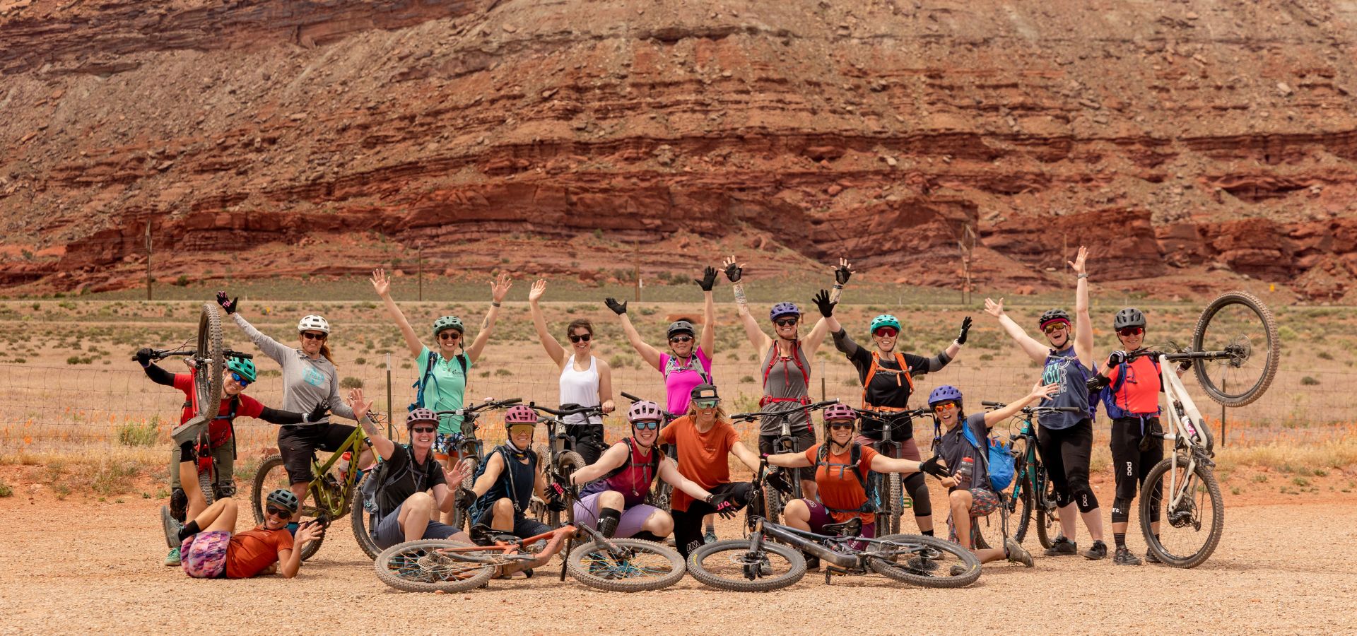 Group of women at a mountain bike retreat in Moab