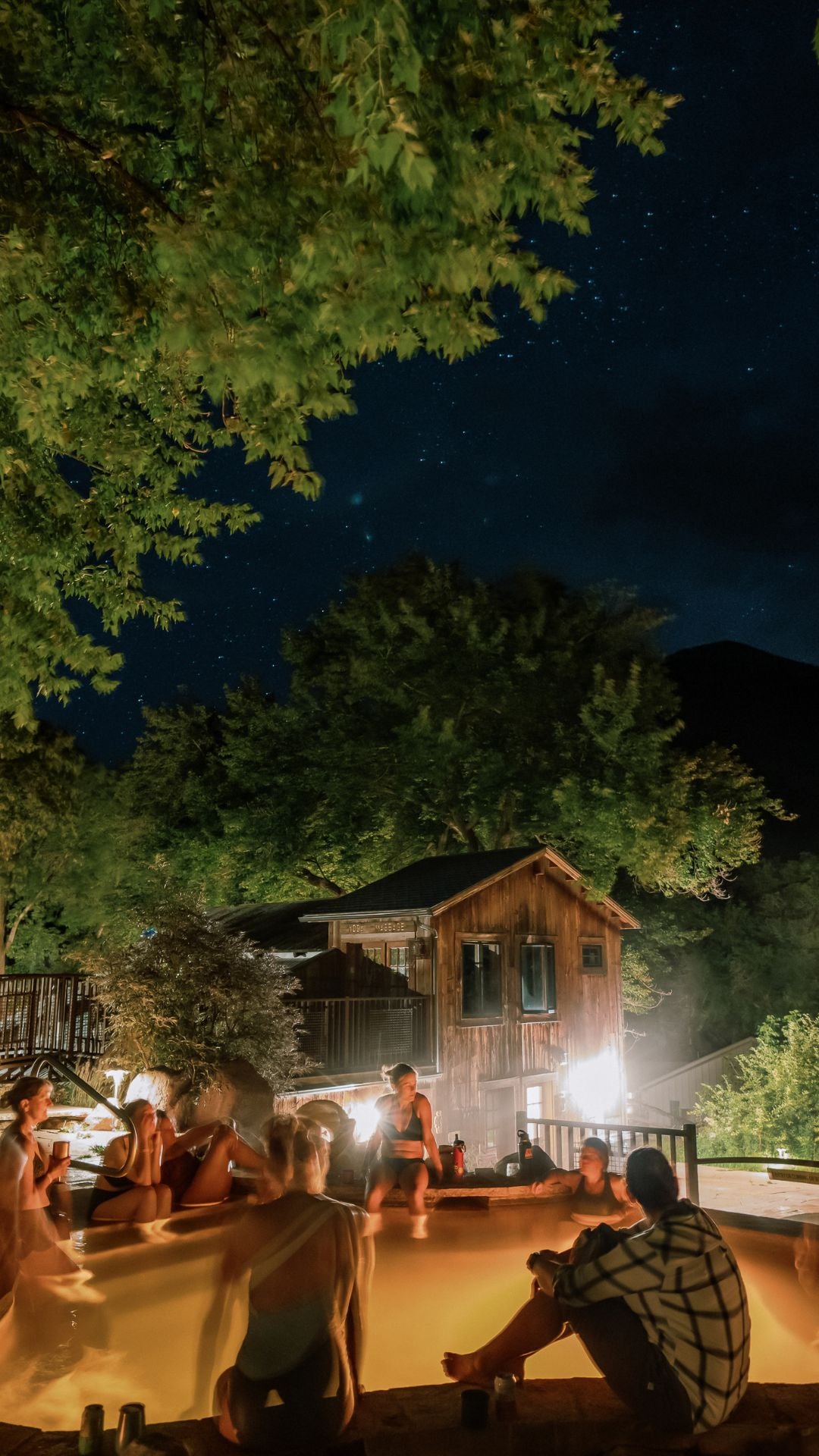 Women sitting in hot springs