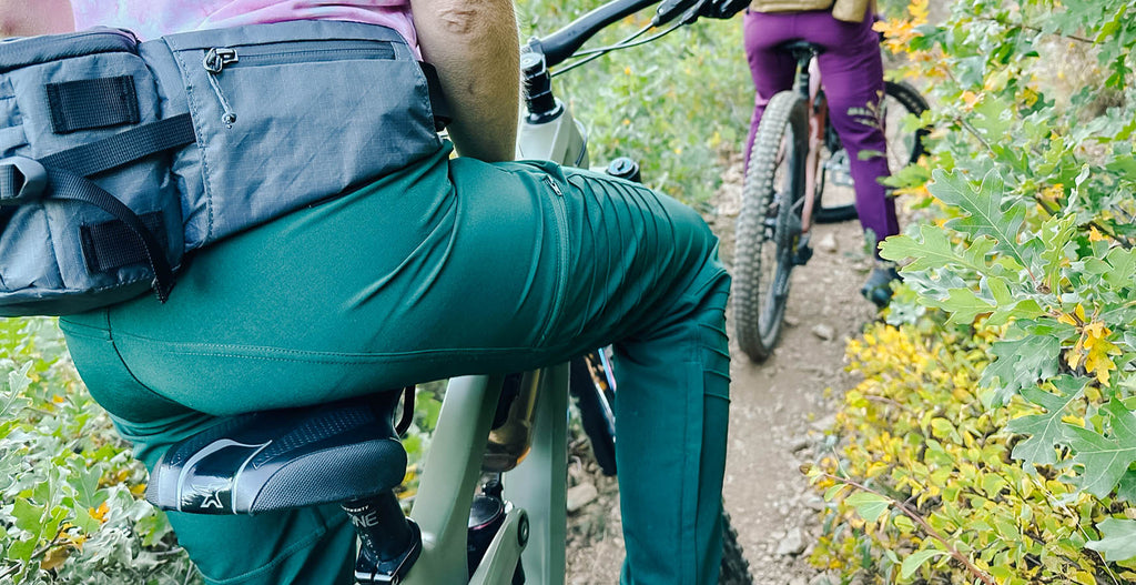 SHREDLY All Time Pant in Pine Green and Mara Purple
