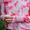 SHREDLY - Cropped Mesh Long Sleeve Hoodie : Flamingo Tie Dye - image