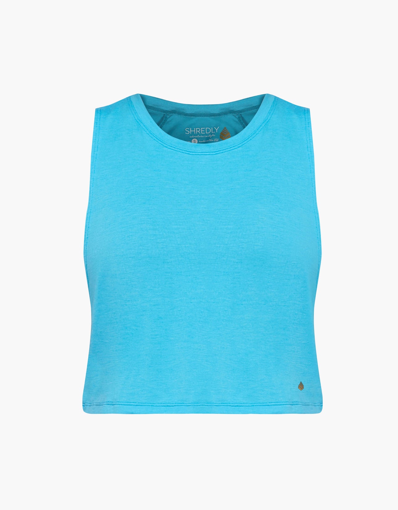 OThread & Co. Women's Scoop Neck Sleeveless Crop Tank Top - Stretchy Basic, Sky Blue, Size Medium