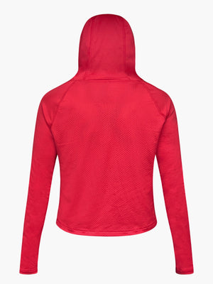 SHREDLY - Cropped Mesh Long Sleeve Hoodie : Cherry - image