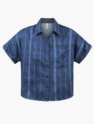 Short Sleeve Explorer Shirt : Denim Stripes