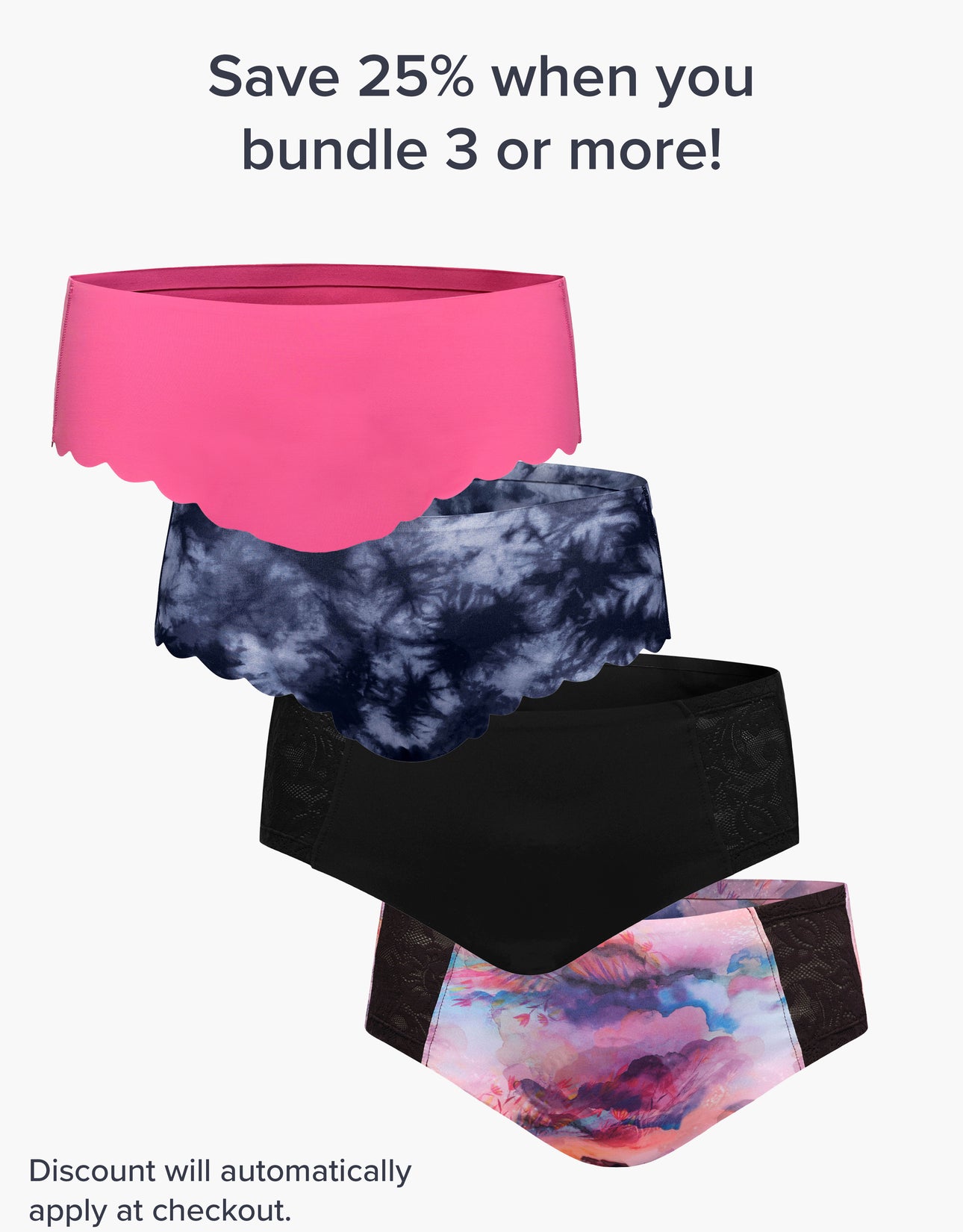 Hipster Sport Underwear Graphite Tie Dye Scallop Women's SHREDLY