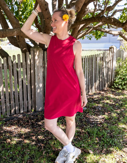 SHREDLY Women's Beyond Tech Cool Down Dress : Raspberry
