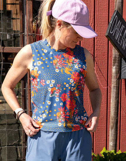 SHREDLY Women's Beyond Tech Tank : Flora Azul