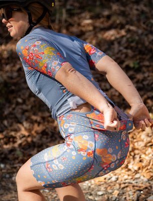 SHREDLY Women's Biker Bib : Flora Azul