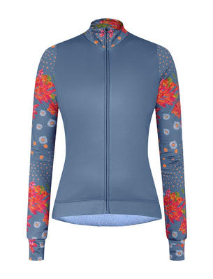 SHREDLY Women's Long Sleeve Cadence Thermal Jersey : Flora Azul
