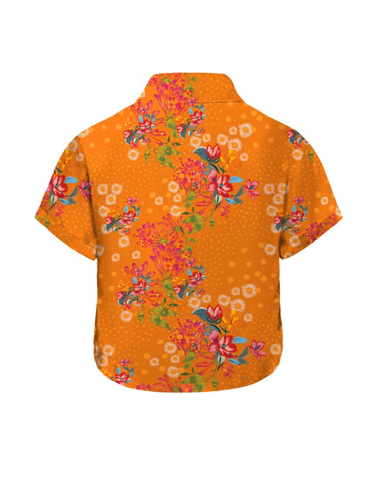 SHREDLY Women's Short Sleeve Cropped Explorer Shirt : Flora Sol