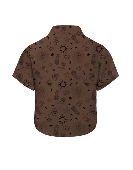 SHREDLY Women's Short Sleeve Cropped Explorer Shirt : Ink