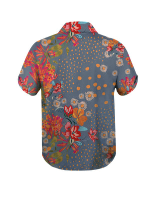 SHREDLY Women's Short Sleeve Explorer Shirt : Flora Azul