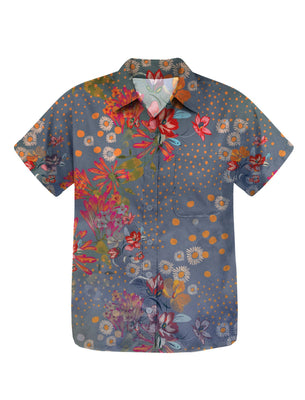 SHREDLY Women's Short Sleeve Explorer Shirt : Flora Azul
