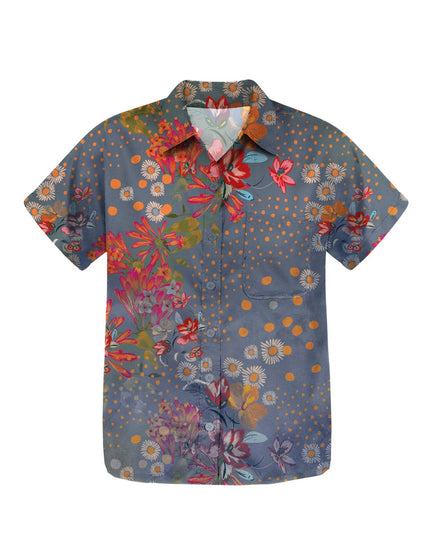 SHREDLY Women's Short Sleeve Explorer Shirt : Flora Azul