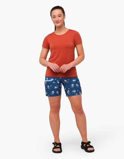 SHREDLY Women's Limitless 7" - Stretch Waistband High - Rise Short : Blooming Stripes